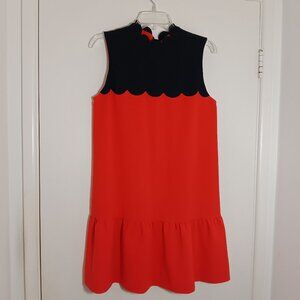 Victoria Beckham for target red black scalloped shift dress small sleeveless
